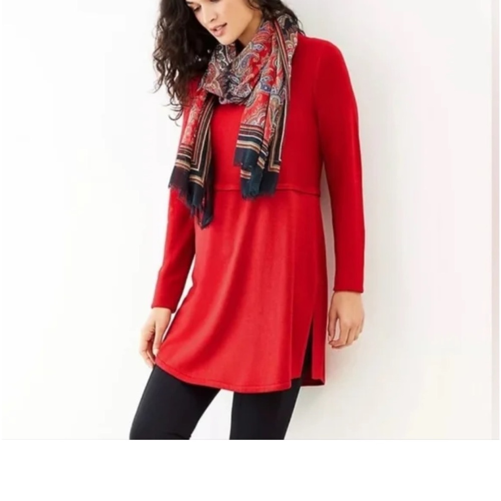 NWOT J. Jill Red Long Sleeve Tunic